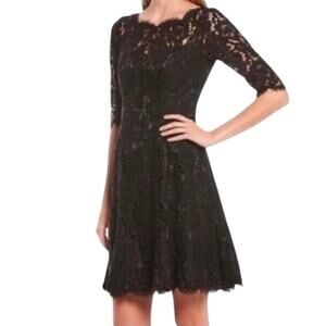 Eliza J Black Lace Sheath Dress Half Sleeves NWOT, size 8